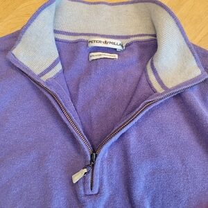 Peter Millar Quarter-Zip Cotton Cashmere Sweater Light Spring Purple Size Medium